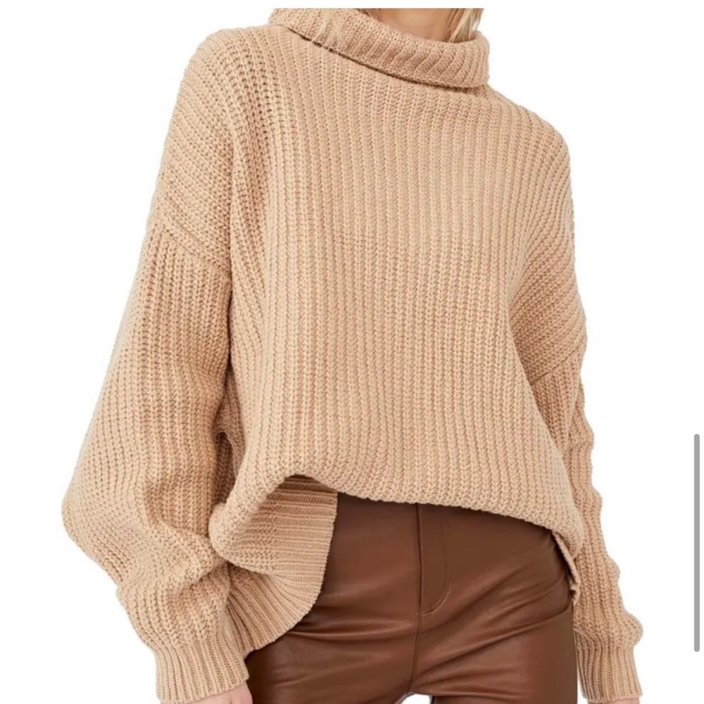 Free People Swim Too Deep Beige Sweater